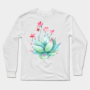 Watercolor Succulent sticker Long Sleeve T-Shirt